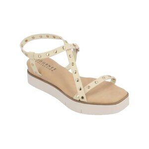 Journee Collection Women's Lindsay Studded Platform Sandals Ivory Size 10M